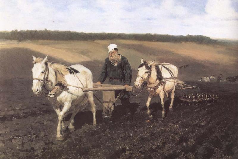 Ilya Repin A Ploughman,Leo Tolstoy Ploughing oil painting picture